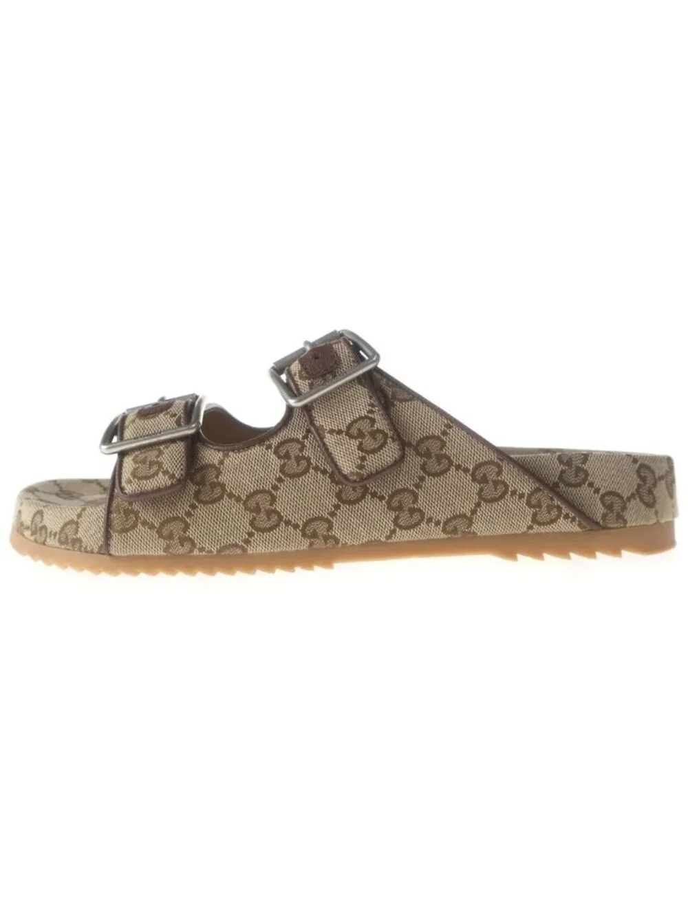 ★SOLD★ Gucci GG Logo Canvas Slide Sandals Beige - Picture 1 of 6